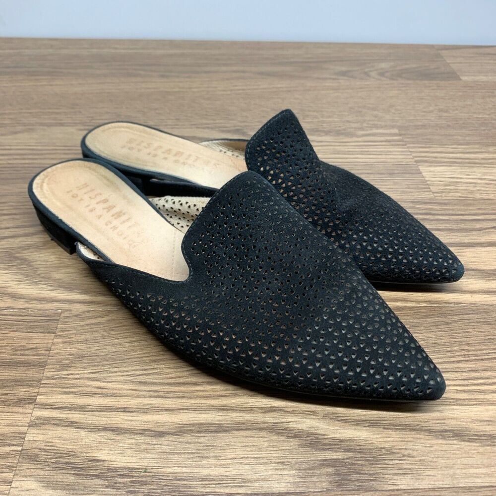 Hispanitas Shoes Womens Size 39.5 Suede Cut Out Casual Point Toe Slip On Flats